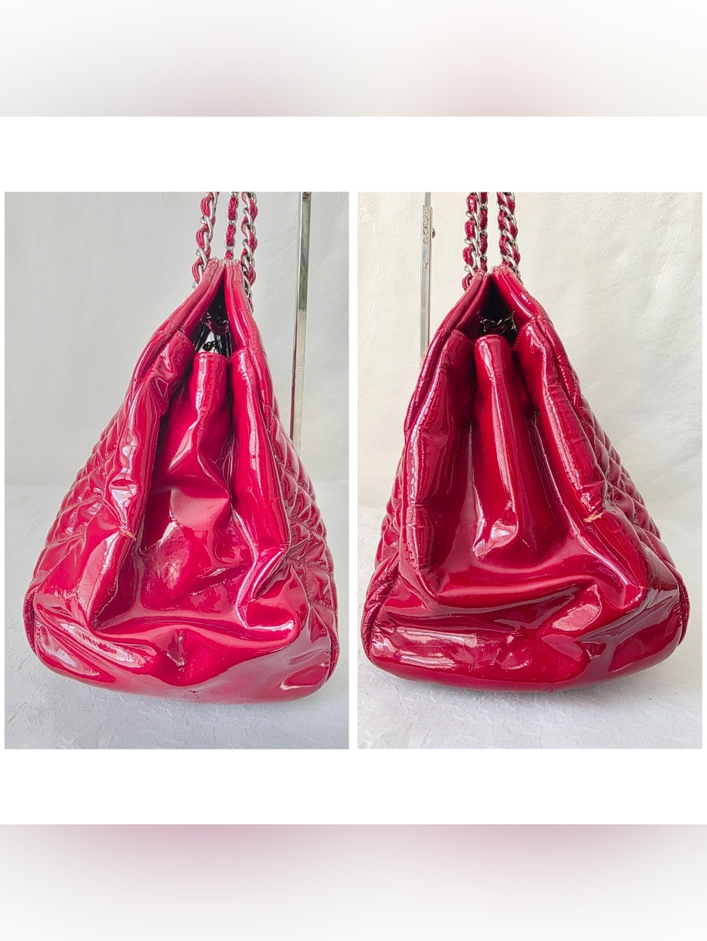 Auth Chanel Mademoiselle XXL Bowling Quilted Patent Leather Bag - Picture 11 of 15